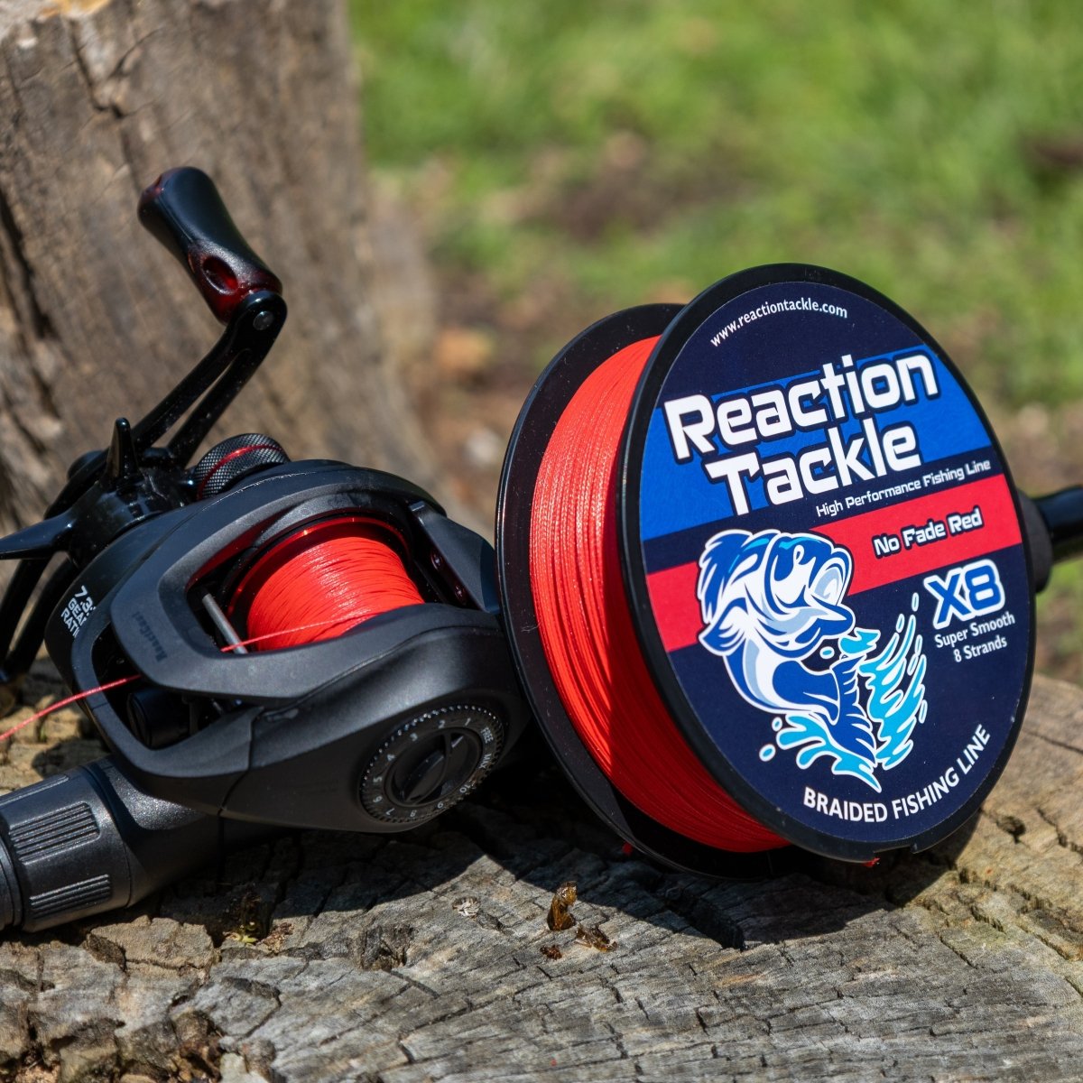 Reaction Tackle X8 Braided Fishing Line - NO FADE Red 8 Strand - NEW - The Snag Bin
