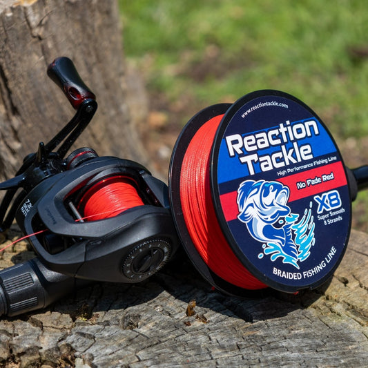 Reaction Tackle X8 Braided Fishing Line - NO FADE Red 8 Strand - NEW - The Snag Bin