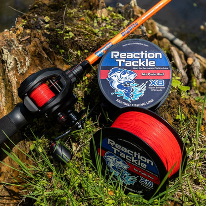 Reaction Tackle X8 Braided Fishing Line - NO FADE Red 8 Strand - NEW - The Snag Bin