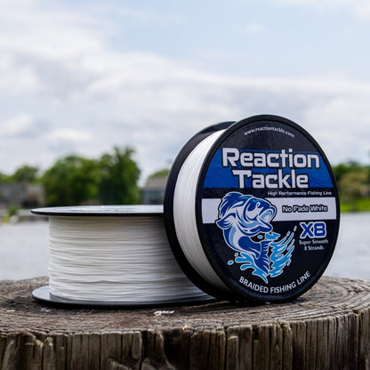 Reaction Tackle X8 Braided Fishing Line - NO FADE White 8 Strand - NEW - The Snag Bin