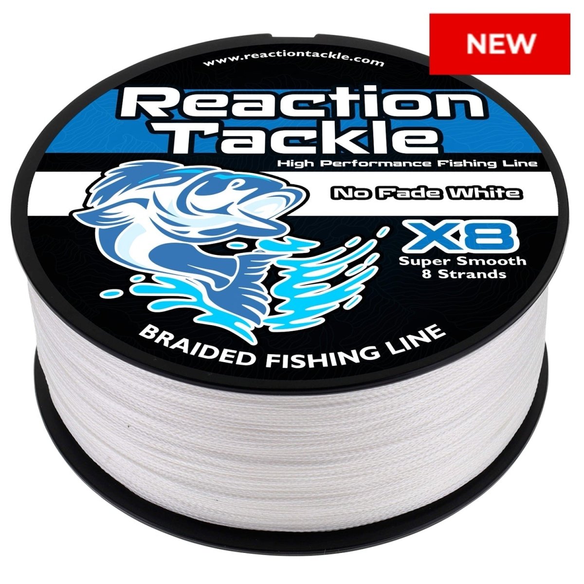 Reaction Tackle X8 Braided Fishing Line - NO FADE White 8 Strand - NEW - The Snag Bin