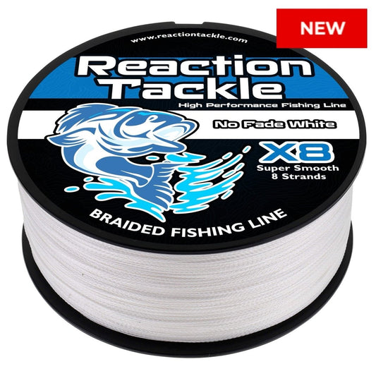 Reaction Tackle X8 Braided Fishing Line - NO FADE White 8 Strand - NEW - The Snag Bin