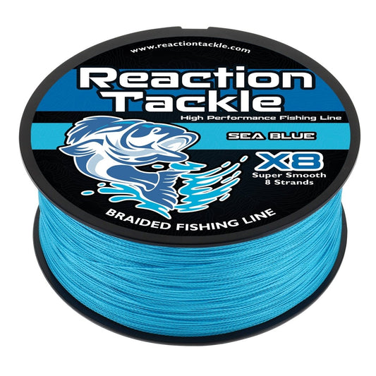 Reaction Tackle X8 Braided Fishing Line - Sea Blue 8 Strand - The Snag Bin