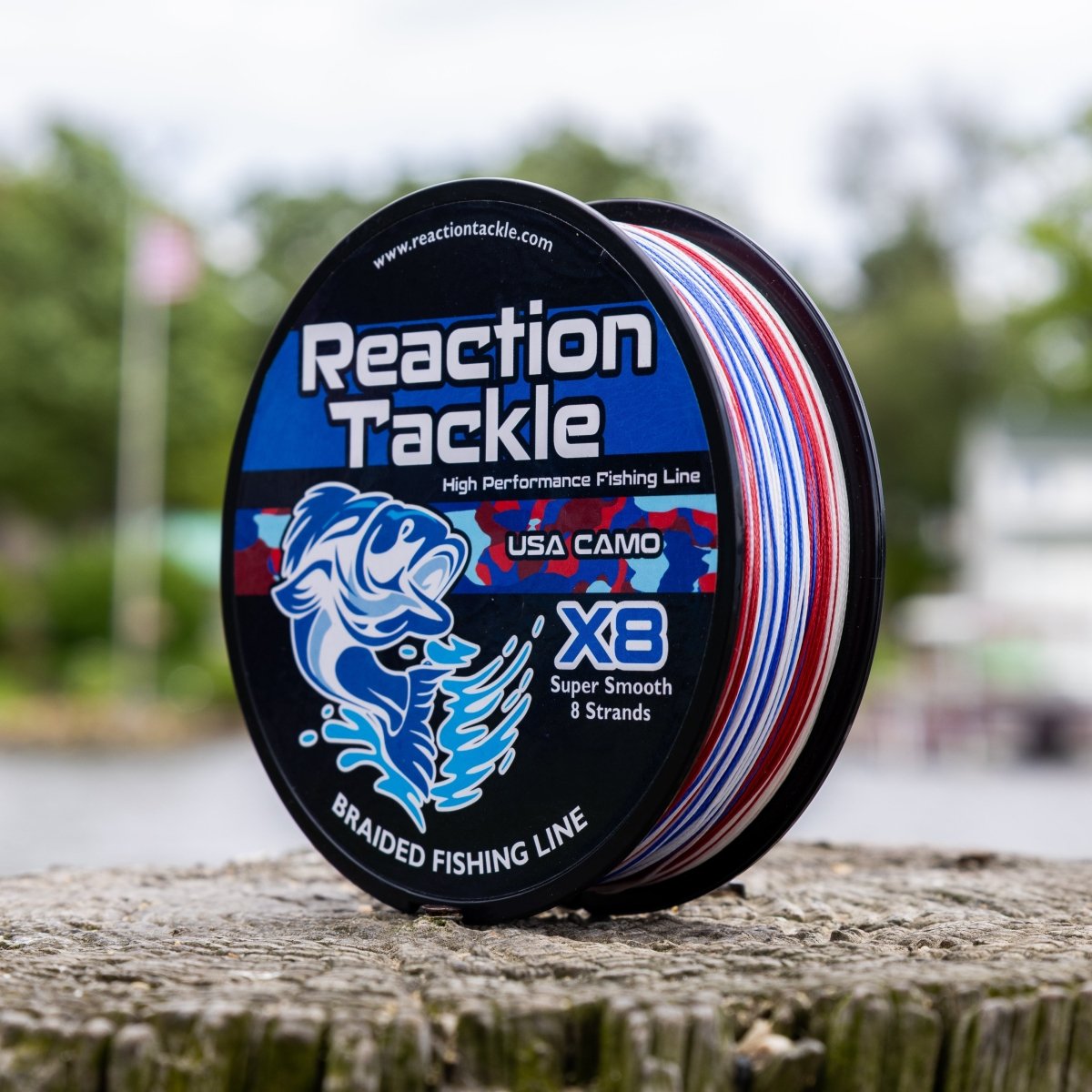 Reaction Tackle X8 Braided Fishing Line - USA Camo 8 Strand - NEW - The Snag Bin