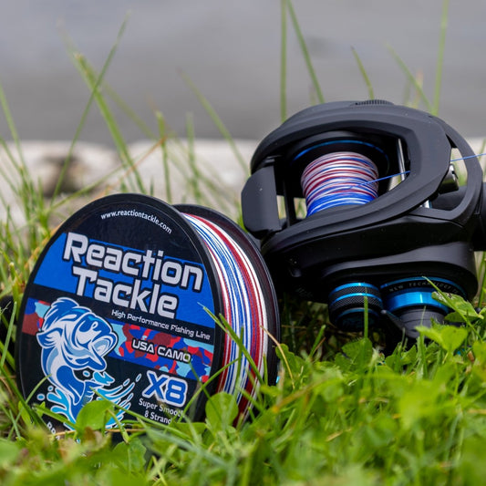 Reaction Tackle X8 Braided Fishing Line - USA Camo 8 Strand - NEW - The Snag Bin