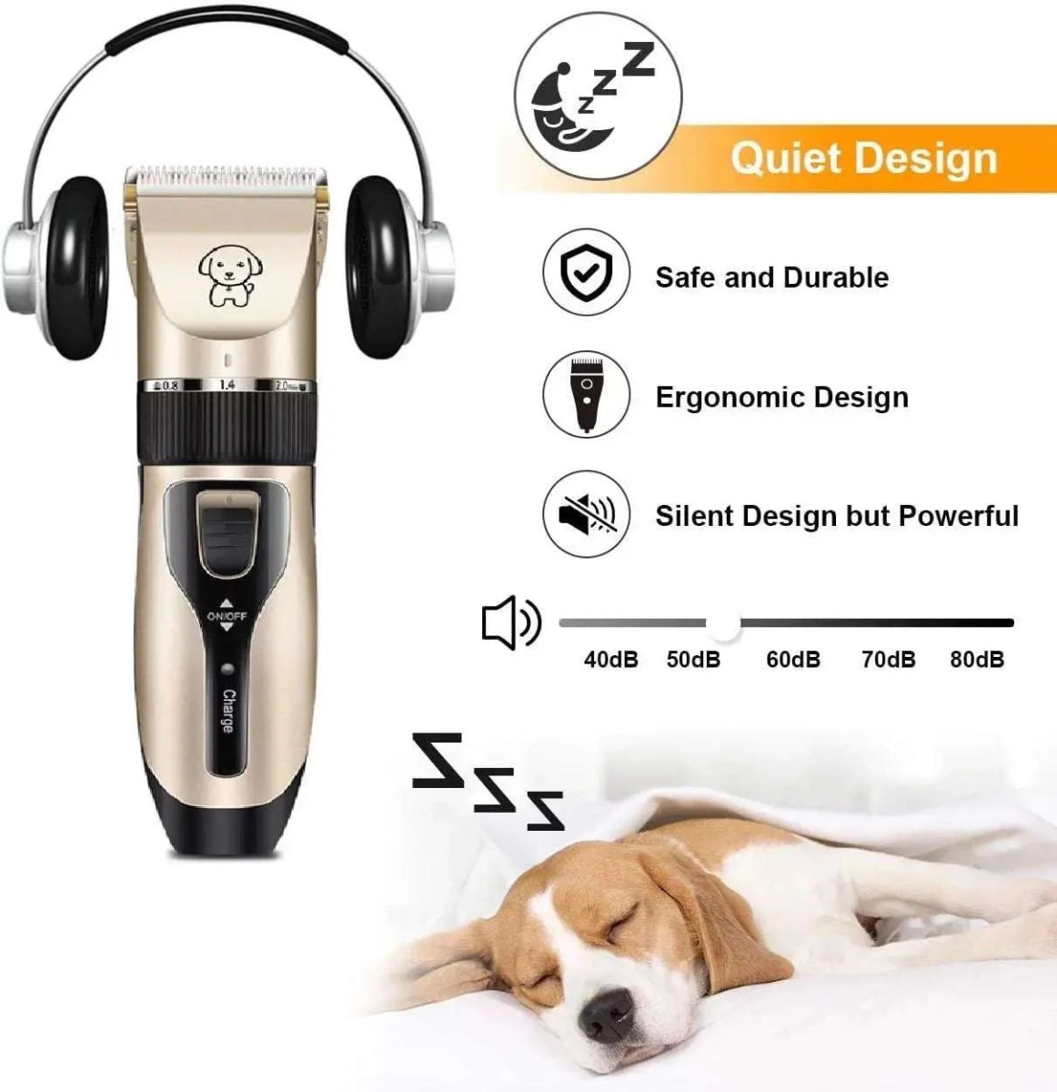 Rechargeable Dog Clippers, Low Noise - The Snag Bin