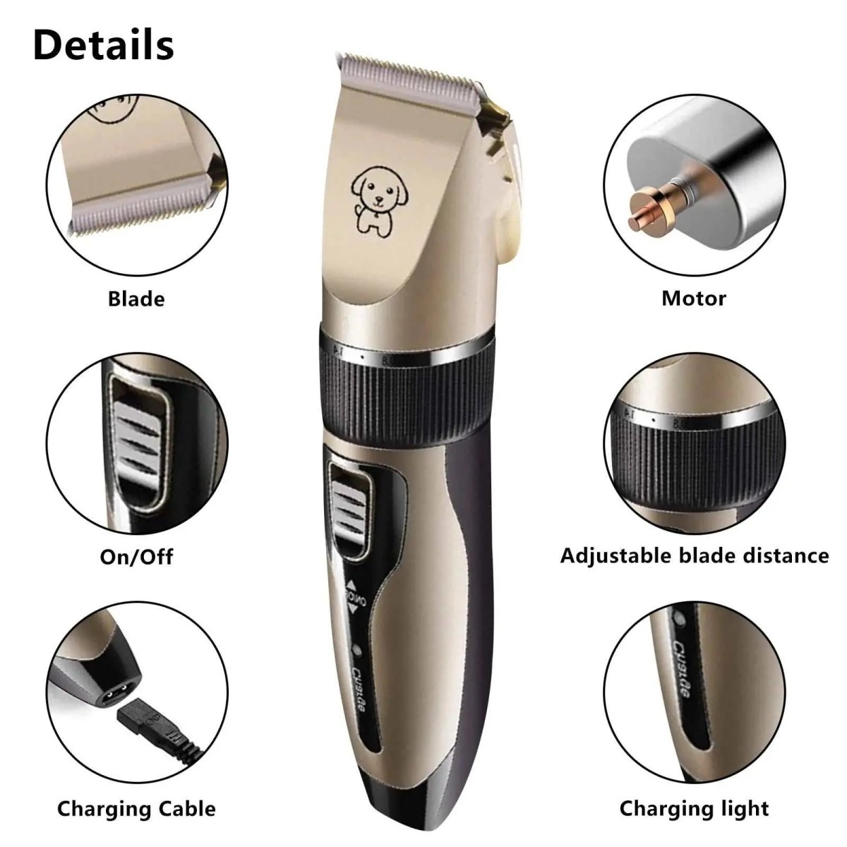 Rechargeable Dog Clippers, Low Noise - The Snag Bin