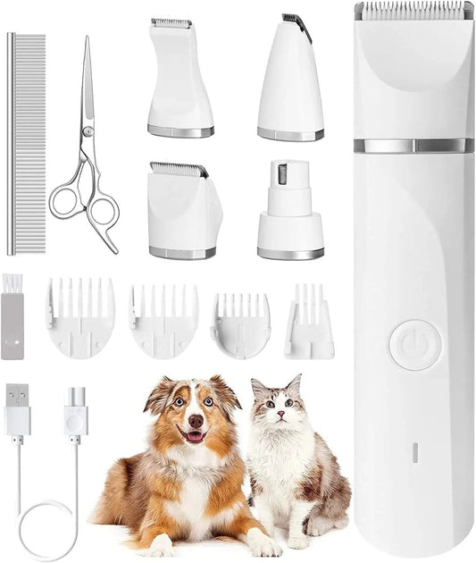 Rechargeable, Low Noise Dog Clippers with 4 Trimmer Heads - The Snag Bin