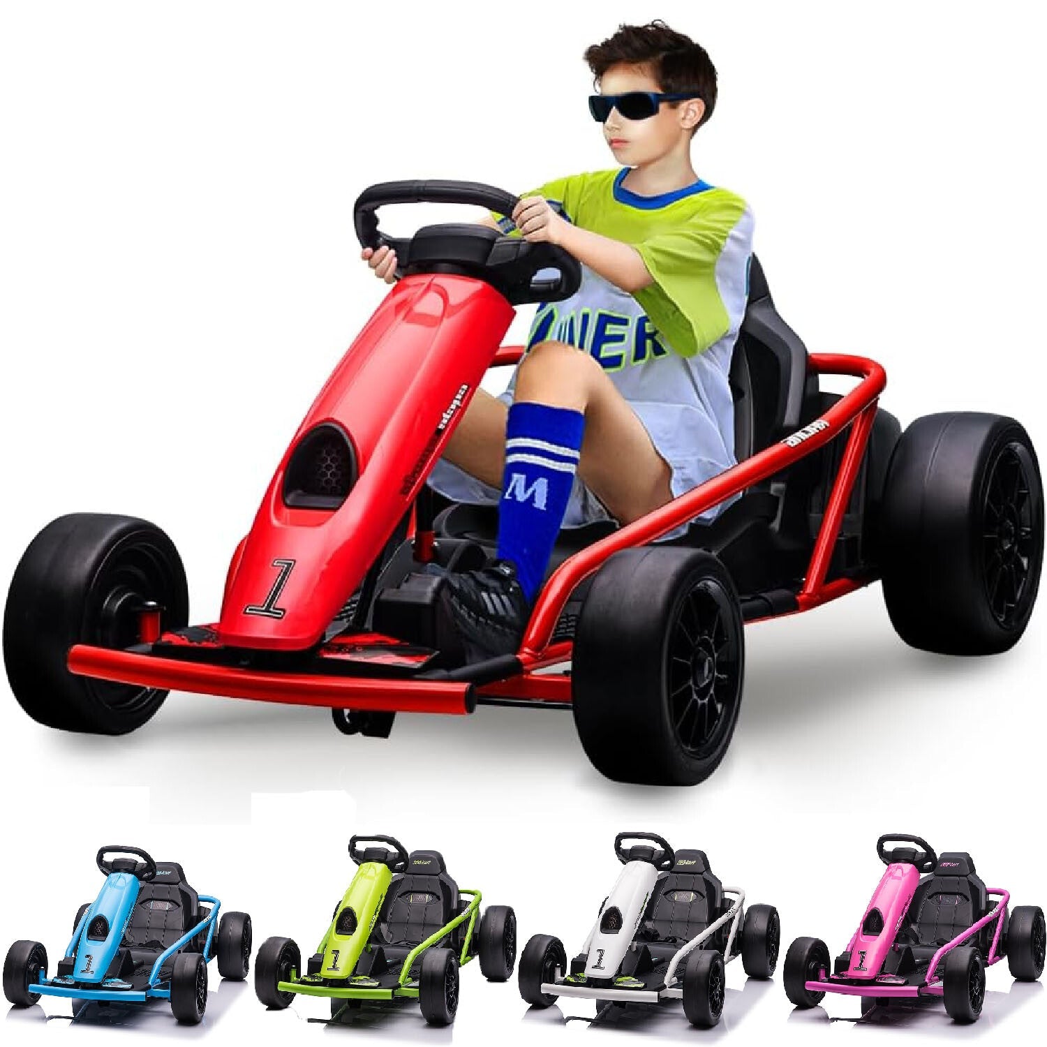 24V Electric Ride-On Go-Kart for Kids High-Speed Drifting Car Toy