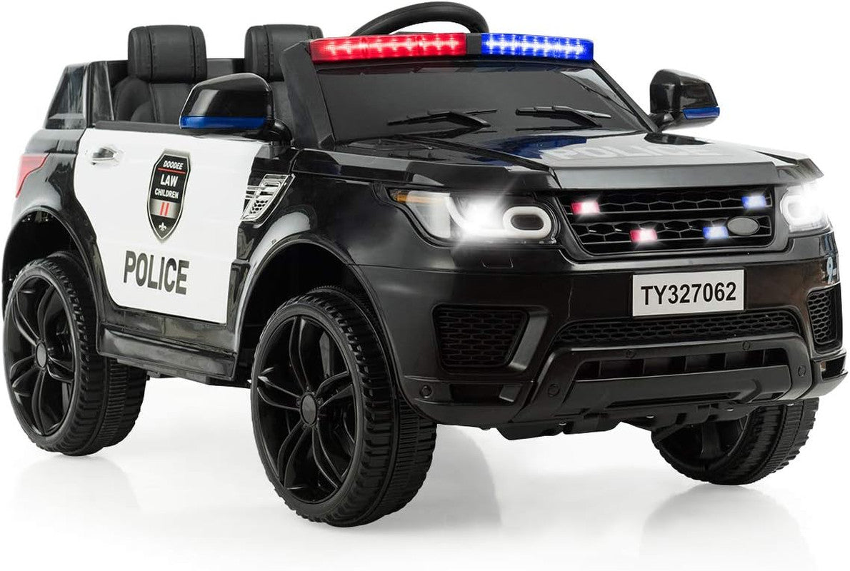 12V Electric Ride-On Police Car for Kids with Siren, Flashing Lights, and Horn