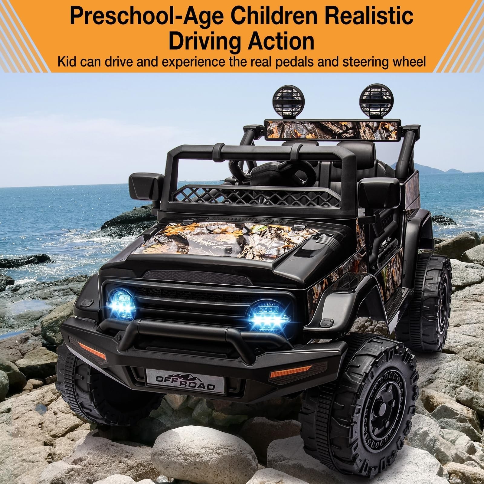 12V Battery-Powered Electric Ride-On Truck Car for Kids with Music and Remote Control
