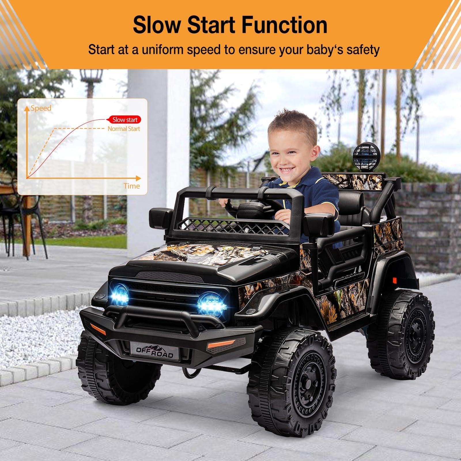 12V Battery-Powered Electric Ride-On Truck Car for Kids with Music and Remote Control