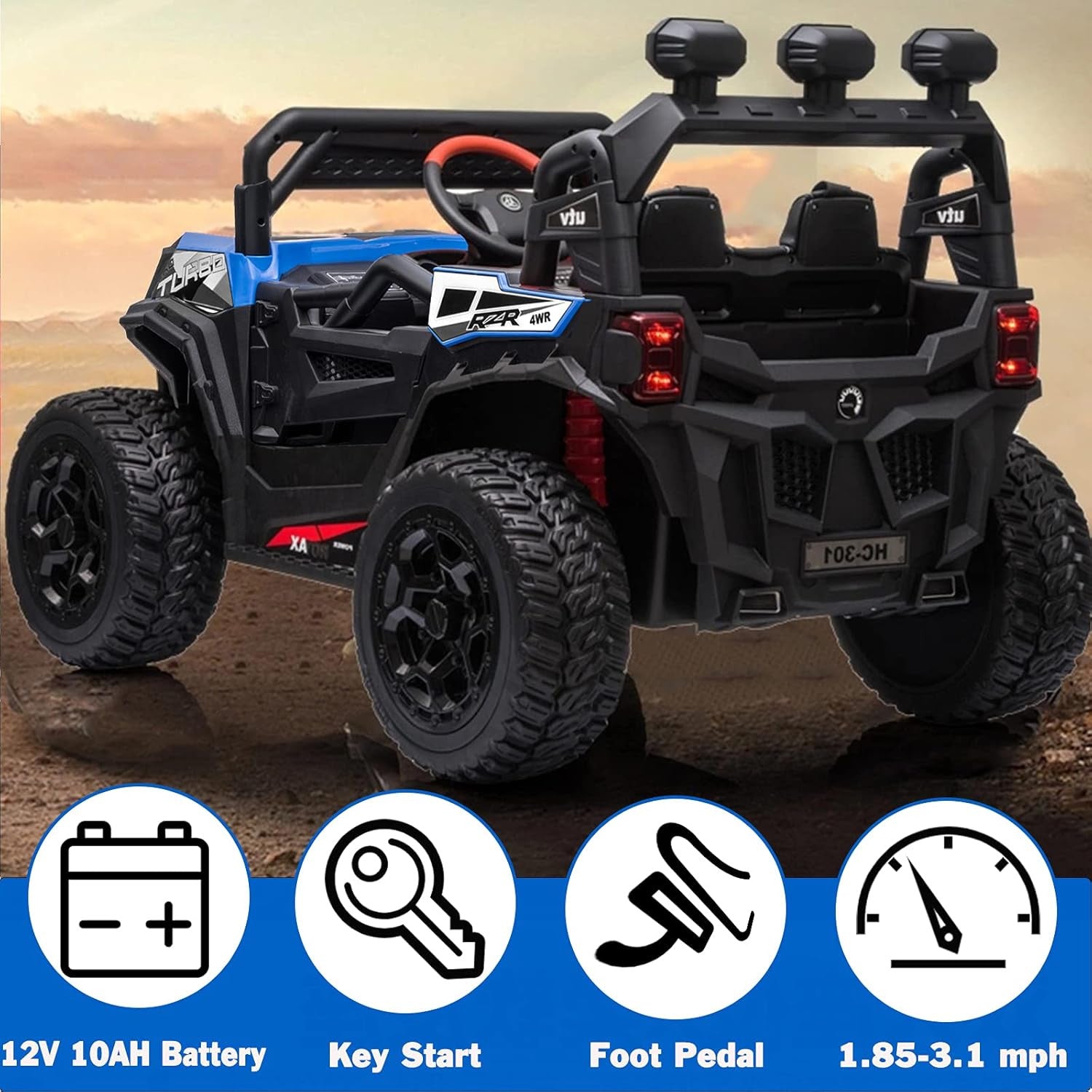 12V 4WD Electric Ride-On UTV Buggy for Kids with 10AH Battery