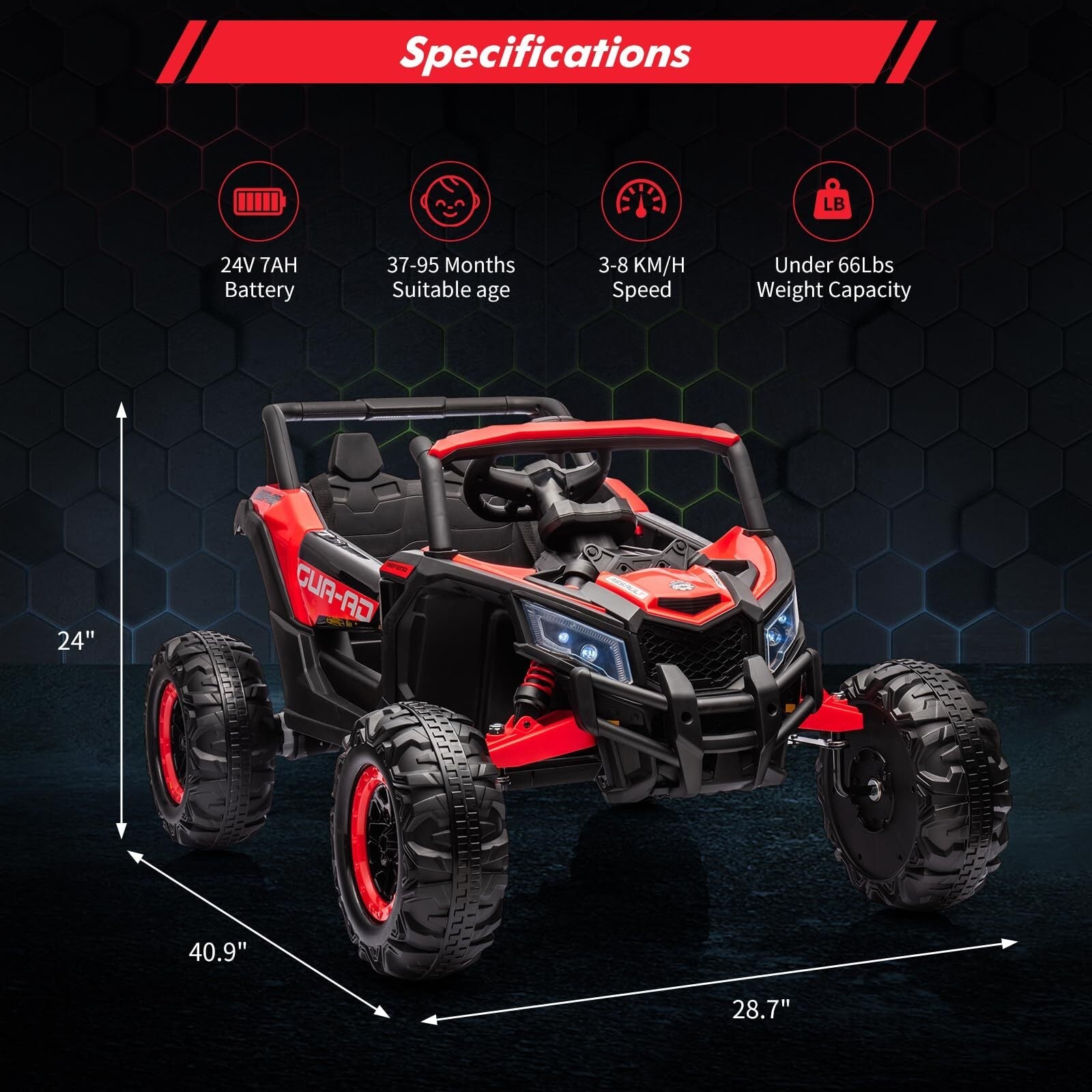24V Battery-Powered Electric Off-Road UTV Ride-On Car with Remote Control