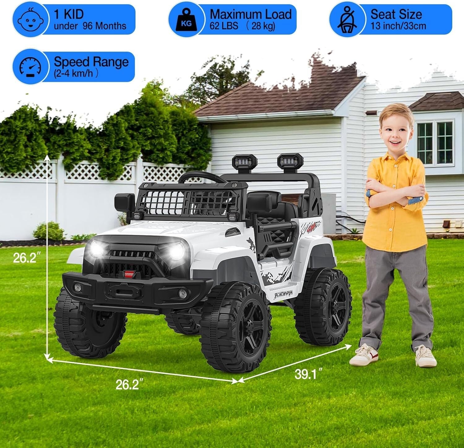 Electric Ride-On Truck with Bluetooth, 2 Speeds, and Remote Control