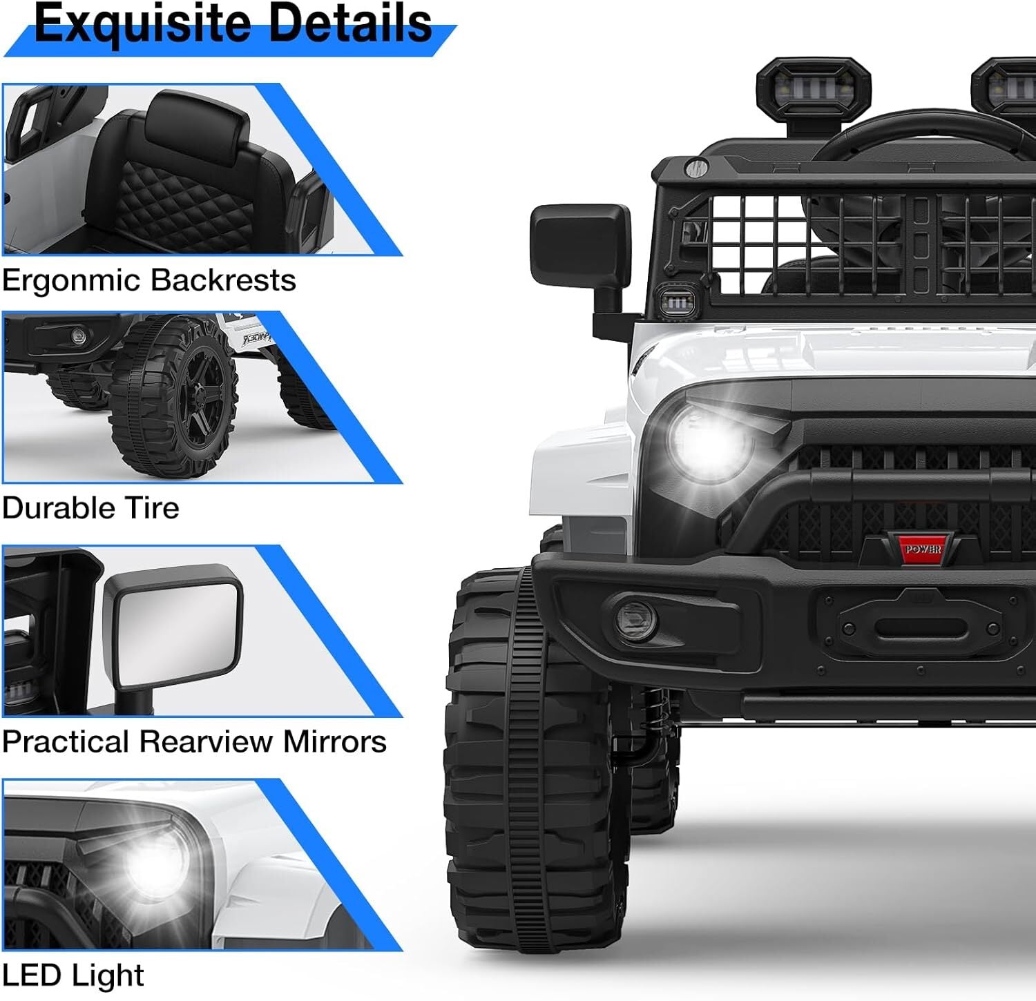 Electric Ride-On Truck with Bluetooth, 2 Speeds, and Remote Control