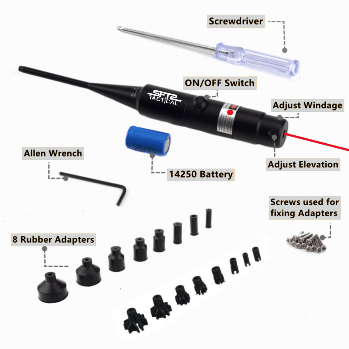 SFT2 Tactical Universal Laser Bore Sighter for .22 to .50 Caliber Scope - The Snag Bin