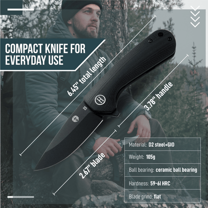 The Peasant Folding Pocket Knife Giftset for Men and Women (Black) - The Snag Bin