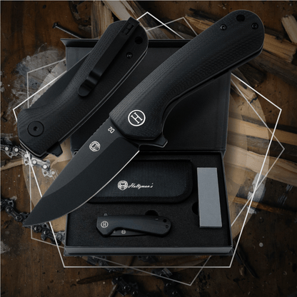 The Peasant Folding Pocket Knife Giftset for Men and Women (Black) - The Snag Bin