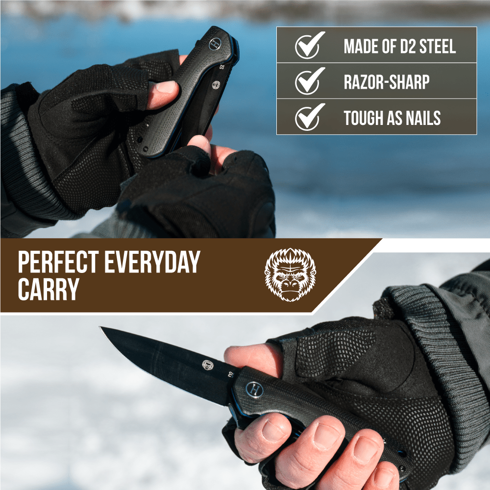 The Peasant Folding Pocket Knife Giftset for Men and Women (Black and Blue) - The Snag Bin