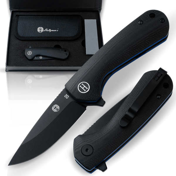The Peasant Folding Pocket Knife Giftset for Men and Women (Black and Blue) - The Snag Bin