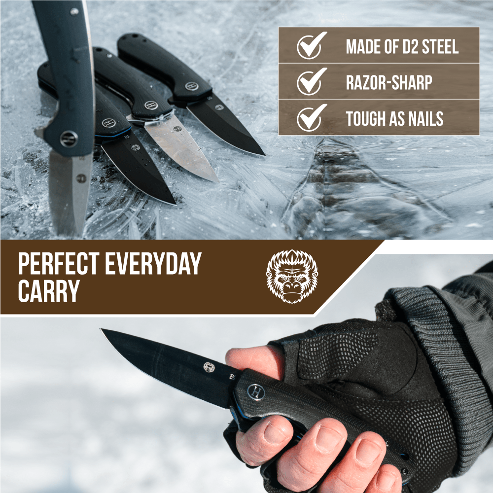 The Peasant Folding Pocket Knife Giftset for Men and Women (Silver and Black) - The Snag Bin