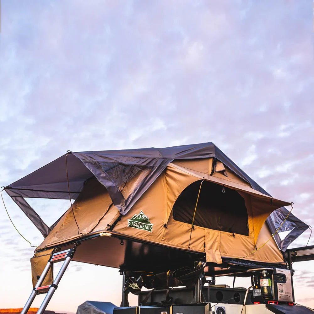 Trailhead Softshell Rooftop Tent – 2 Person – Tan – Lightweight Camping Setup - The Snag Bin