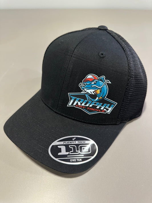 Trophy Cat Tackle Black/Black FlexFit 110 Snap Back Trucker Hat - The Snag Bin