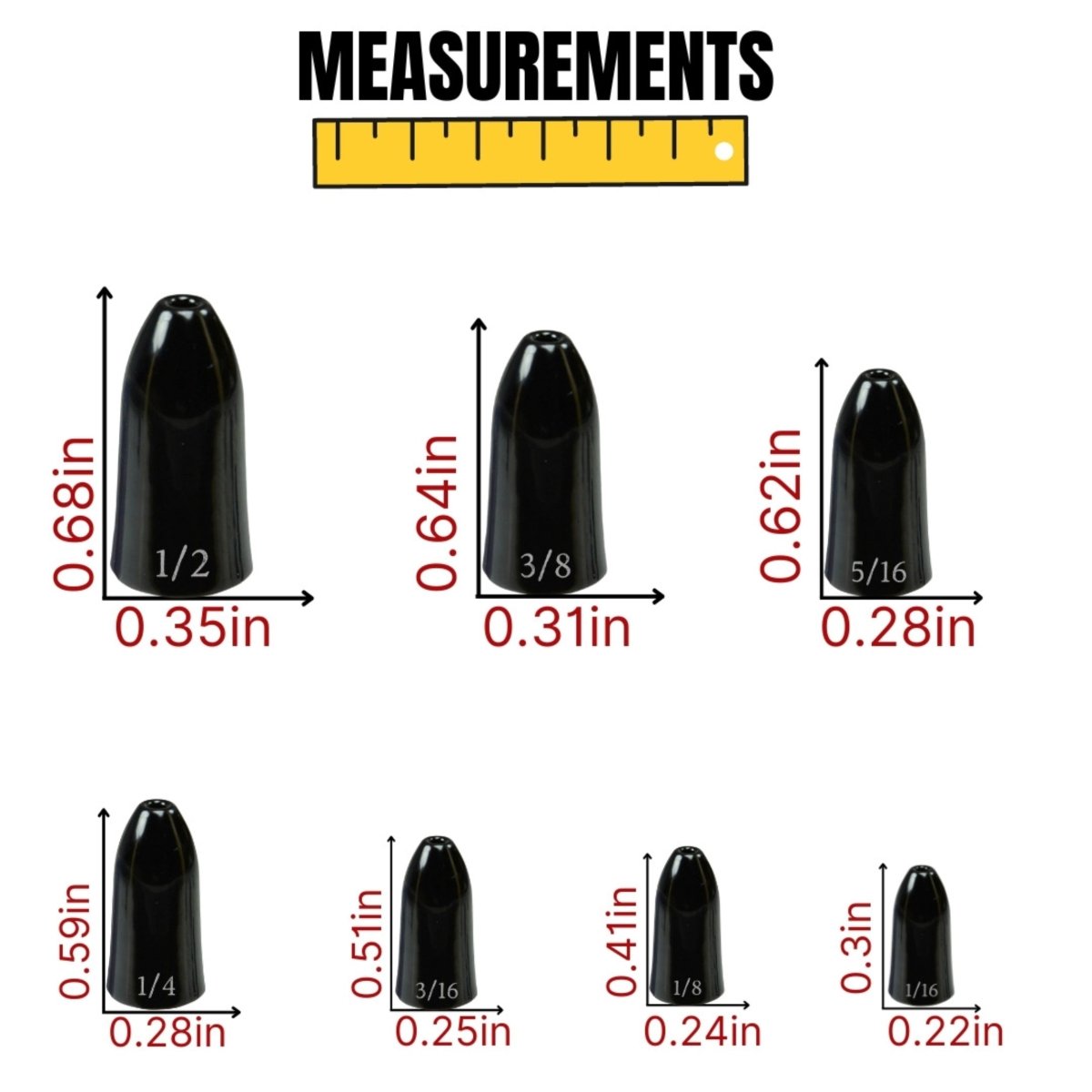 Tungsten Worm Weights / Bullet Shaped Sinkers - The Snag Bin