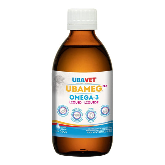 UBAVET Ubameg Omega - 3 Fatty Acid Liquid for Dogs & Cats – (8 fl oz / 237ml) - The Snag Bin