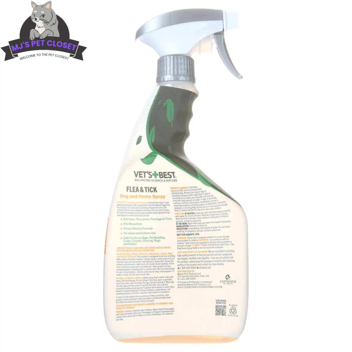 Vet's Best Flea and Tick Home Spray for Dogs - Refreshing Peppermint Scent - 32oz - The Snag Bin