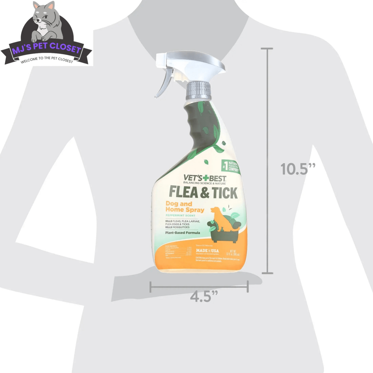 Vet's Best Flea and Tick Home Spray for Dogs - Refreshing Peppermint Scent - 32oz - The Snag Bin