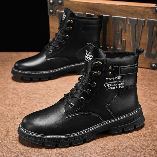 Workwear Martin boots men's spring and autumn new high top British style big yellow boots outdoor high top casual leather boots men V.I.P Digital Presence   The Snag Bin