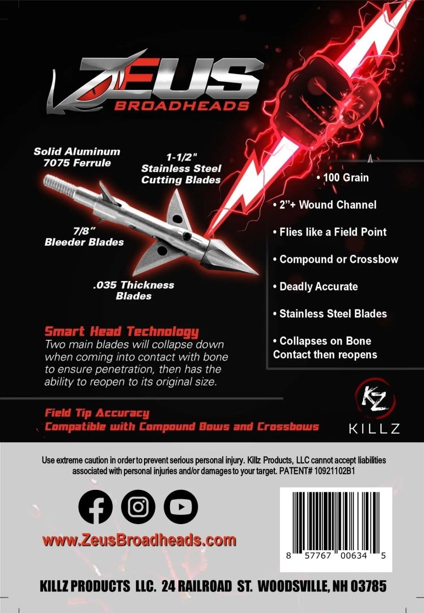 ZEUS 100 GRAIN BROADHEADS (3 PACK) - The Snag Bin