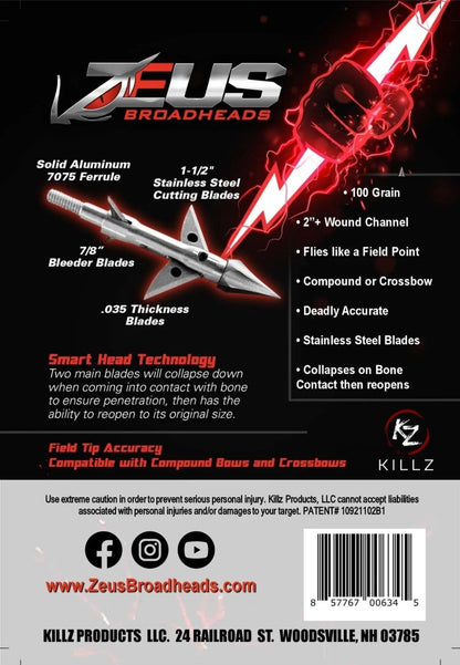 ZEUS 100 GRAIN BROADHEADS (3 PACK) - The Snag Bin